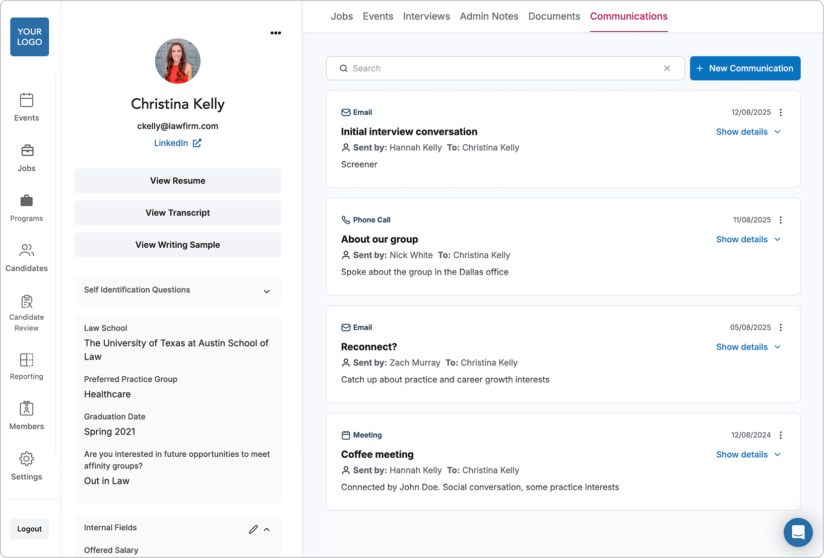 2. Communications log