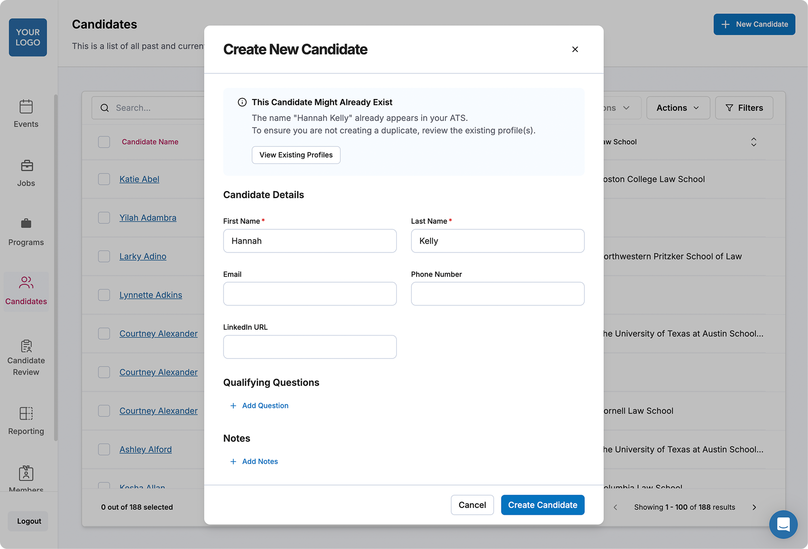 3. Flag duplicates while creating candidate