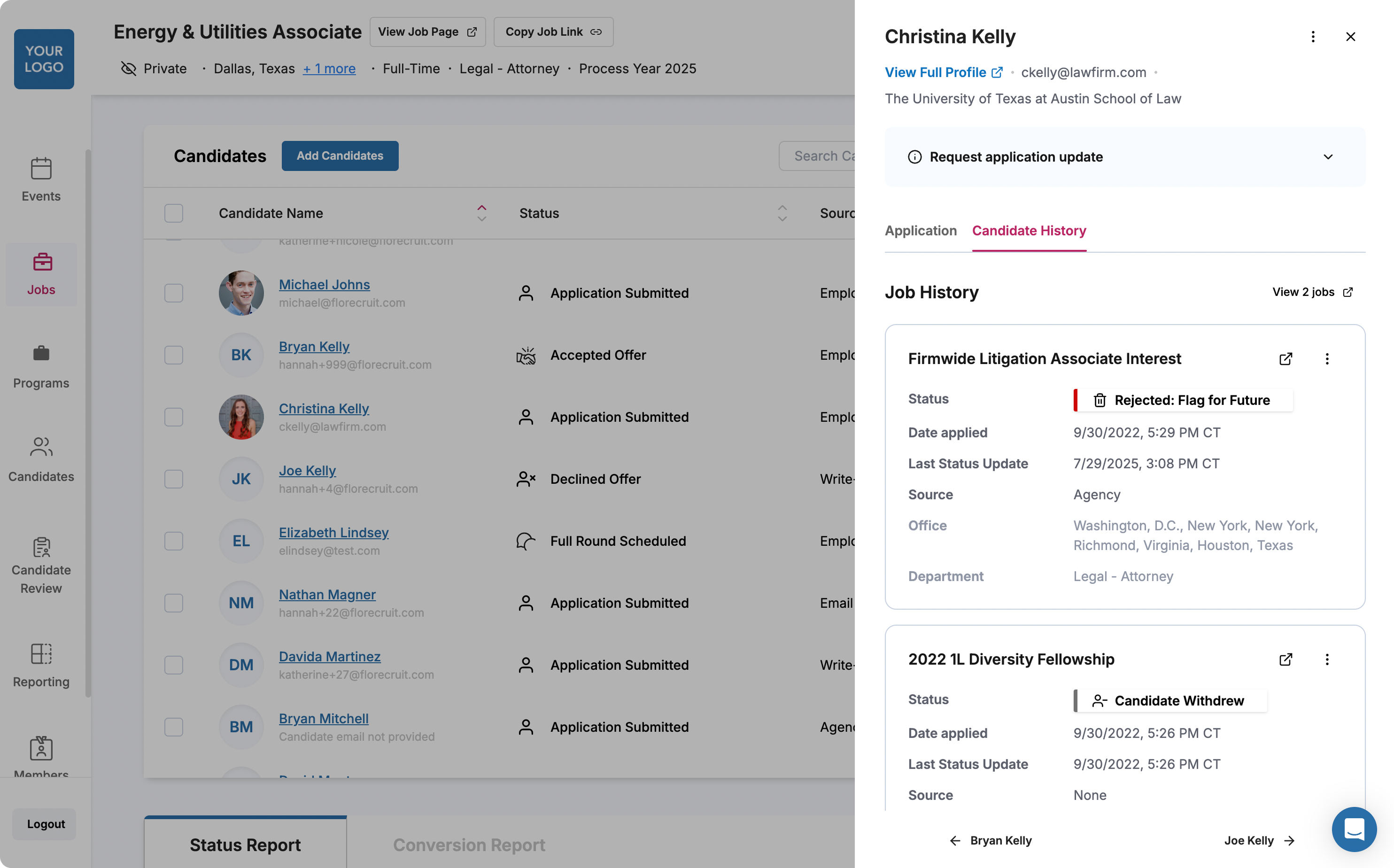 5. Candidate history within job view
